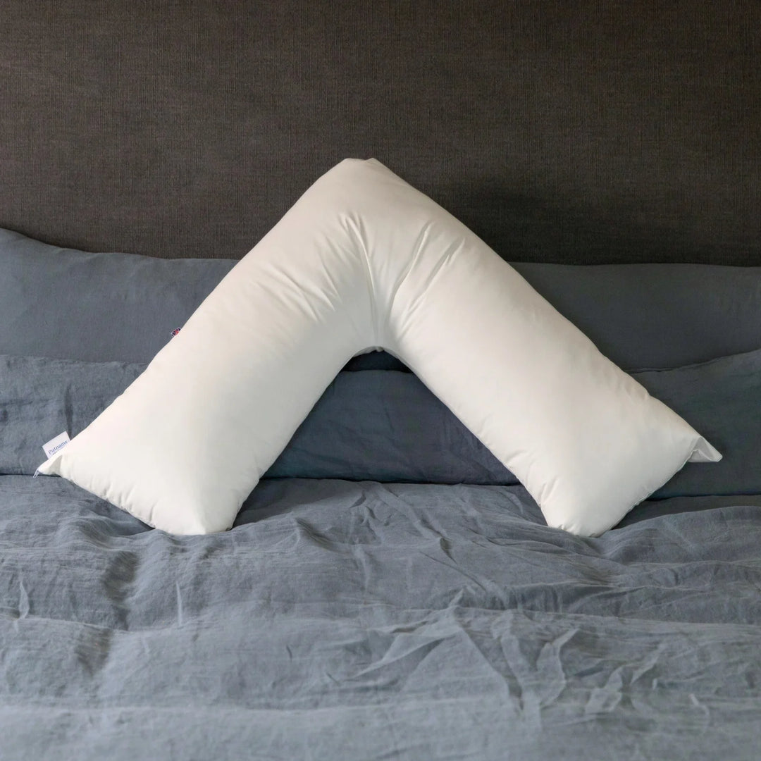 V Shaped British Wool Pillow - 100% Cotton Cover - Natural waterproof cover