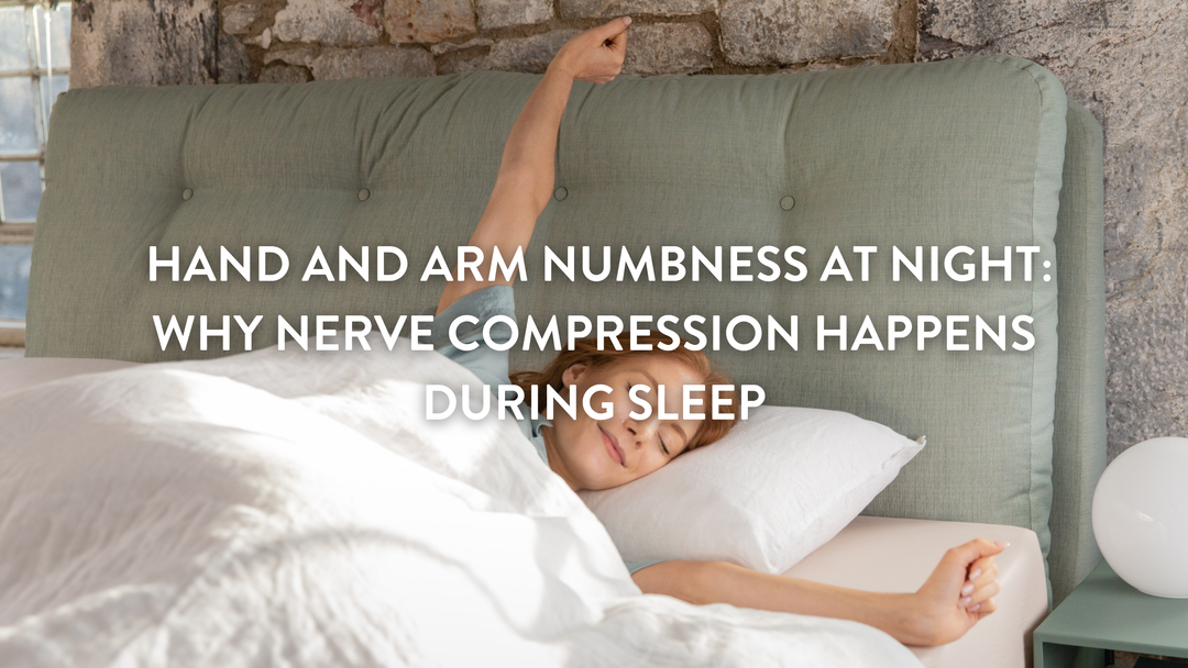 Person waking up in bed and strathing their arms out above their head to get rid of the numbness