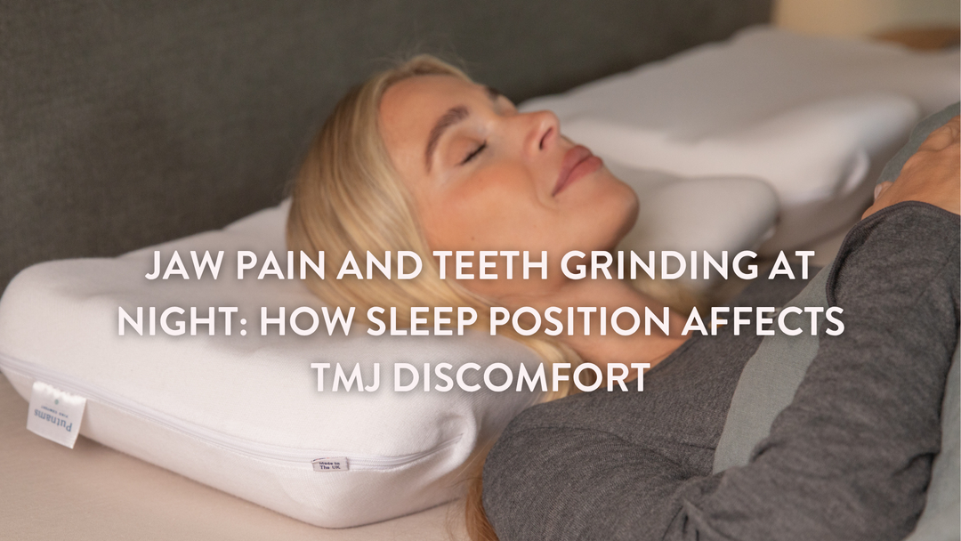 Person sleeping on a Putnams Pillow to relieve the jaw pain from TMJ