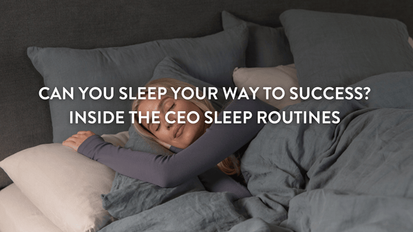 Ceo Night Routine Linkedin person sleeping on Putnams pillows wearing grey pyjamas