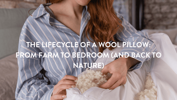 Person showing the filling in a Putnams Organic British wool pillow 