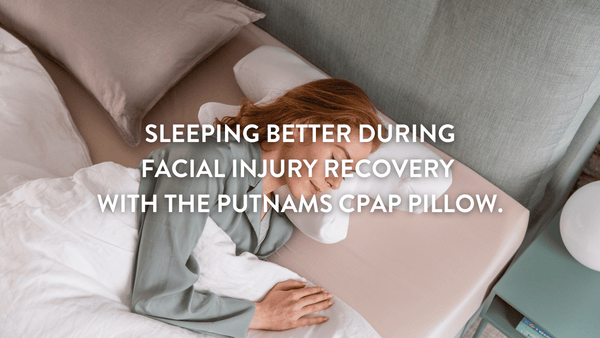 person sleeping on a Putnams CPAP pillow 