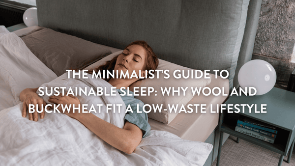 Person sleeping in a minimalist bedroom on a Putnams buckwheat pillow