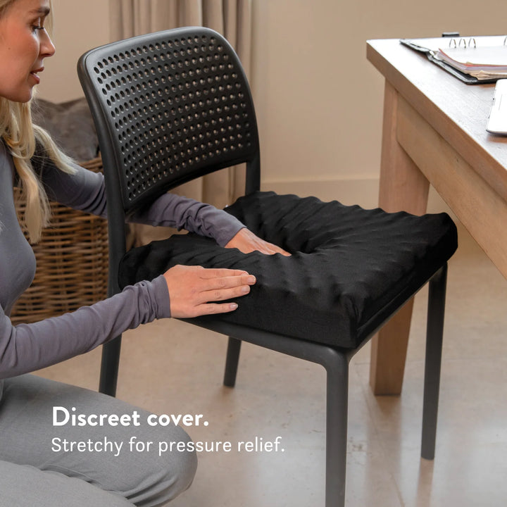 Catheter Cushion with cut out and discreet cover. High density foam handmade in the UK with a 2 year guarantee. Different sizes and colours available.