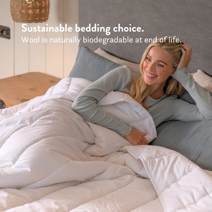 British Wool Duvet & Pillow Set - 100% cotton Bundle - hypoallergenic, natural OEKO tex standard 100, handmade in the UK, breathable, temperature regulating, anti-dust mite. Bedding set.