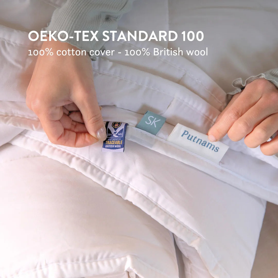 Contour British Wool Pillow & British Wool Duvet Set - Bundle height adjustable natural local handmade sustainable cotton