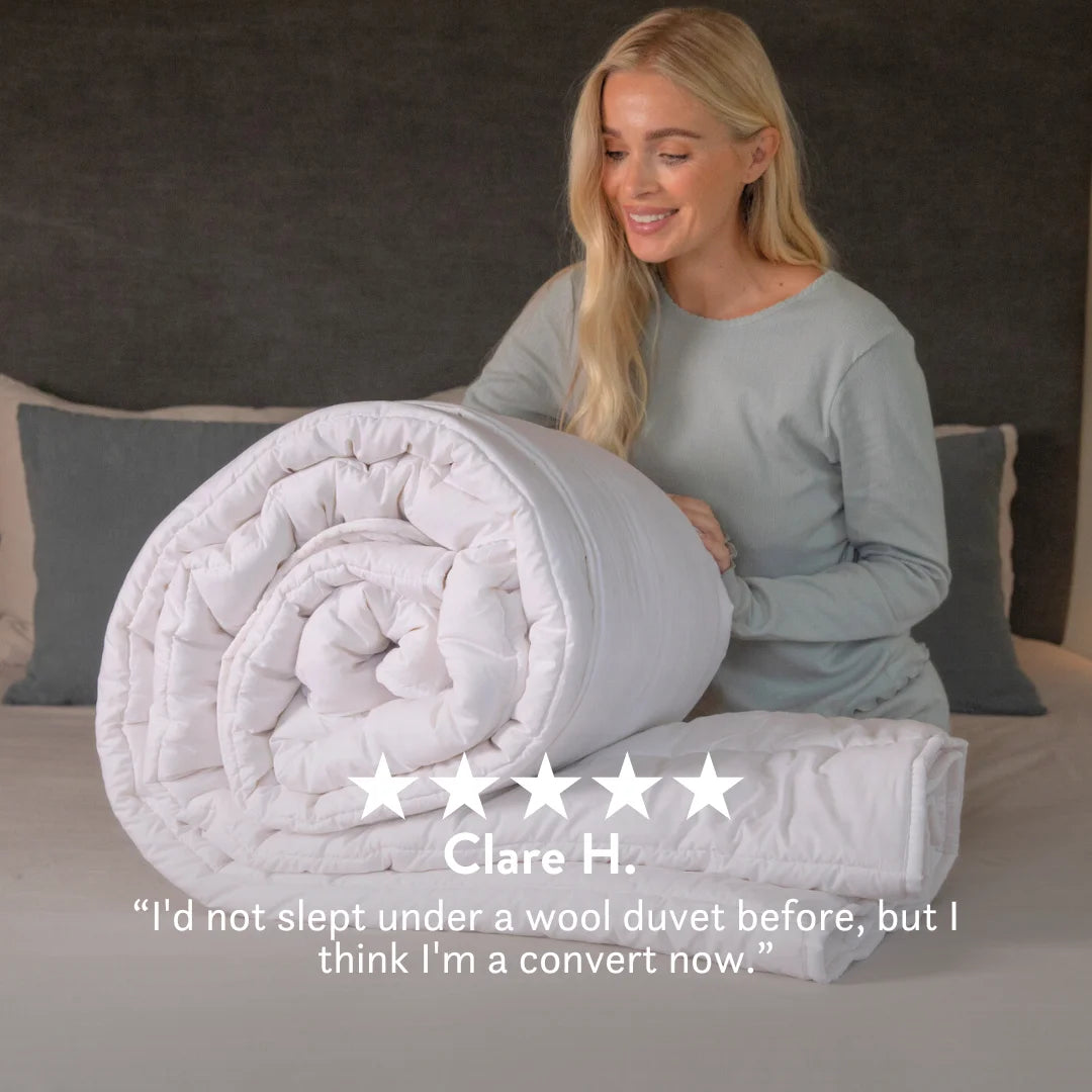 Contour British Wool Pillow & British Wool Duvet Set - Bundle height adjustable natural local handmade sustainable cotton