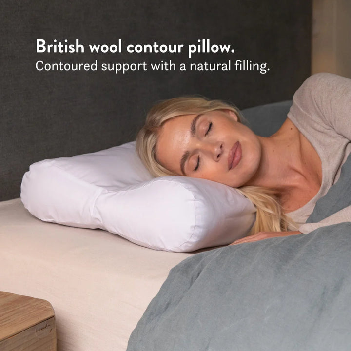 Contour British Wool Pillow & British Wool Duvet Set - Bundle height adjustable natural local handmade sustainable cotton