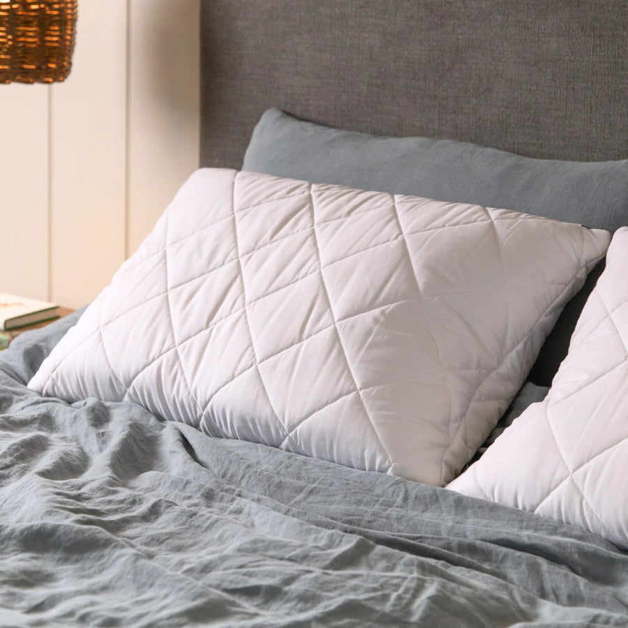Quilted British Wool Pillow with a 100% cotton cover handmade in the UK from traceable British wool.