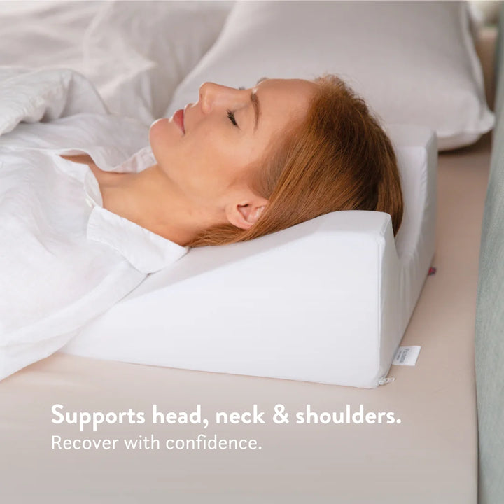 Facial Surgery Recovery Pillow Putnams wedged pillow Supports head, neck and shoulders.