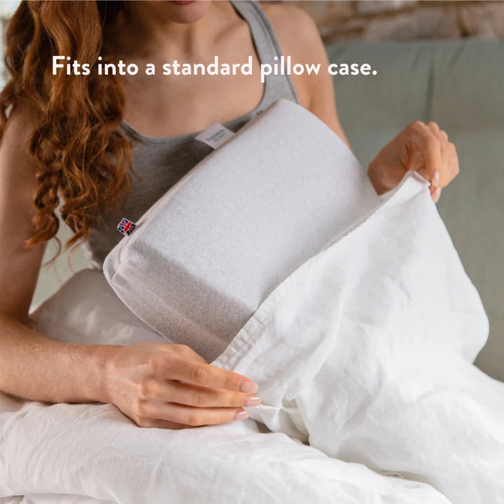 Graphite latex foam alternative natural chemical free plant made springy height adjustable cushion head neck shoulders Putnams UK. Fits into a standard pillow case.