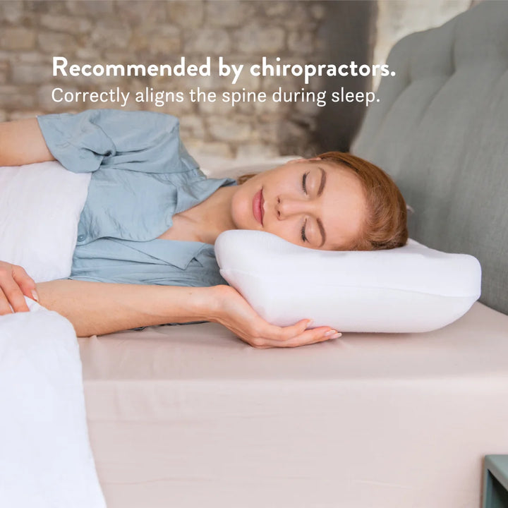 Correctly aligns the spine during sleep. Putnam Memory Foam Pillow 100% cotton cover recommended by chiropractors Made in the UK orthopedic pillow 