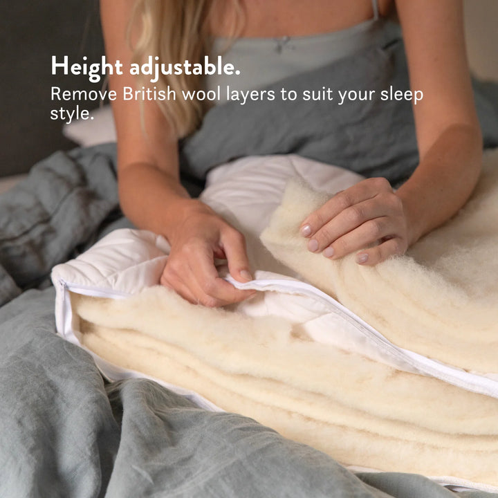 Quilted British Wool Pillow with a 100% cotton cover handmade in the UK from traceable British wool.