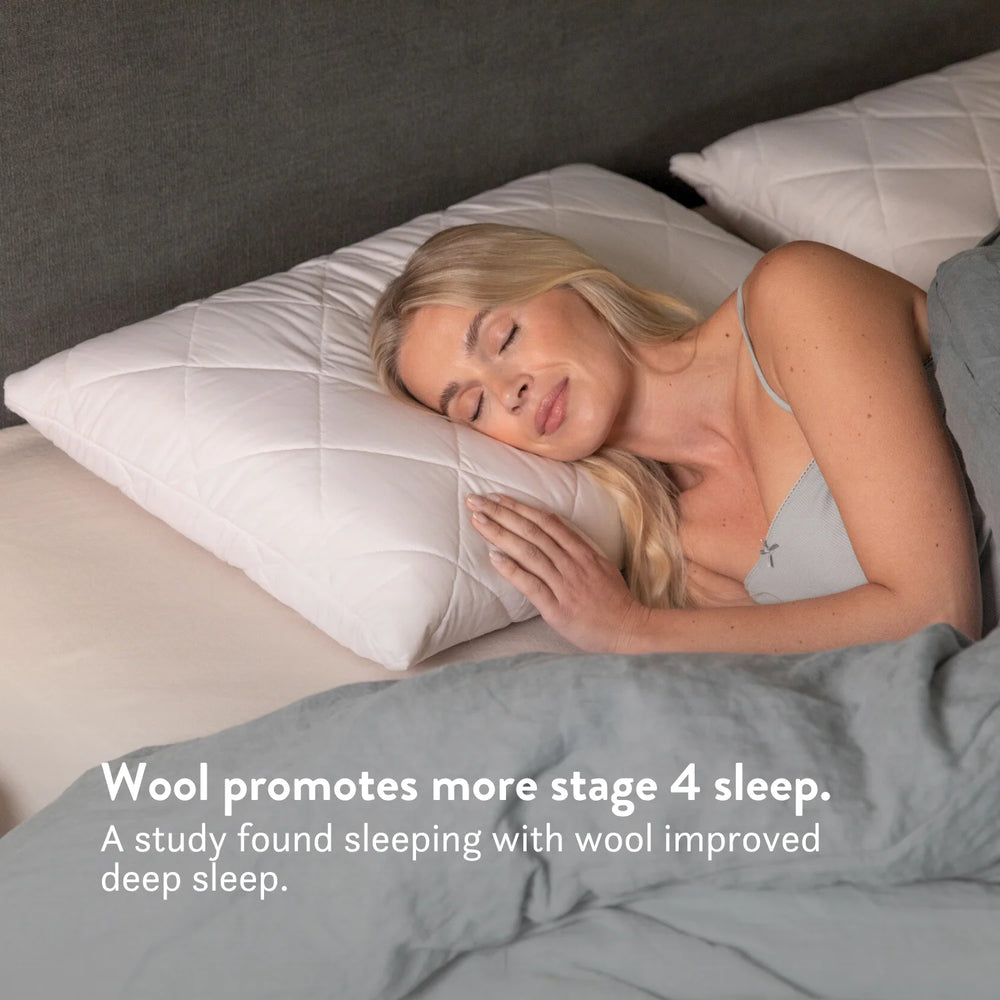Quilted British Wool Pillow with a 100% cotton cover handmade in the UK from traceable British wool.