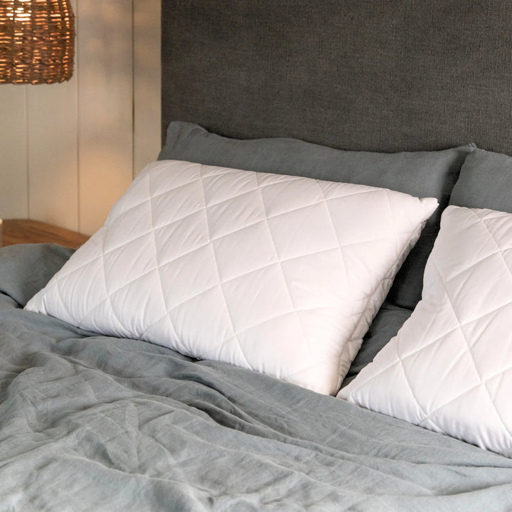 Quilted British Wool Pillow with a 100% cotton cover handmade in the UK from traceable British wool.