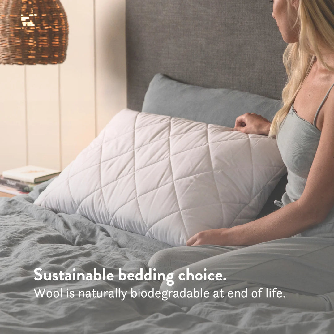 Quilted British Wool Pillow with a 100% cotton cover handmade in the UK from traceable British wool.