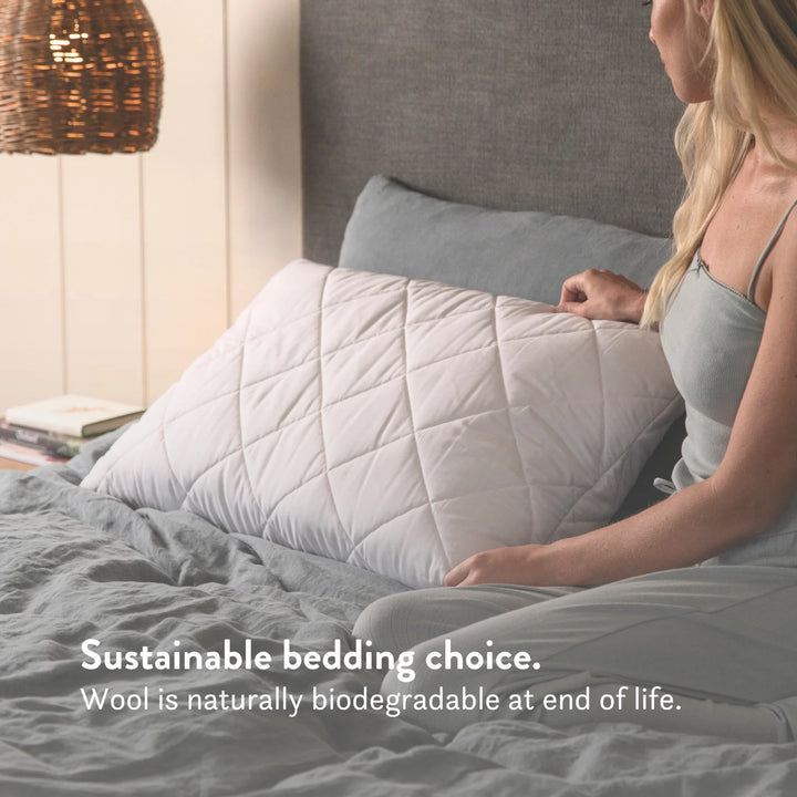 Quilted British Wool Pillow with a 100% cotton cover handmade in the UK from traceable British wool.