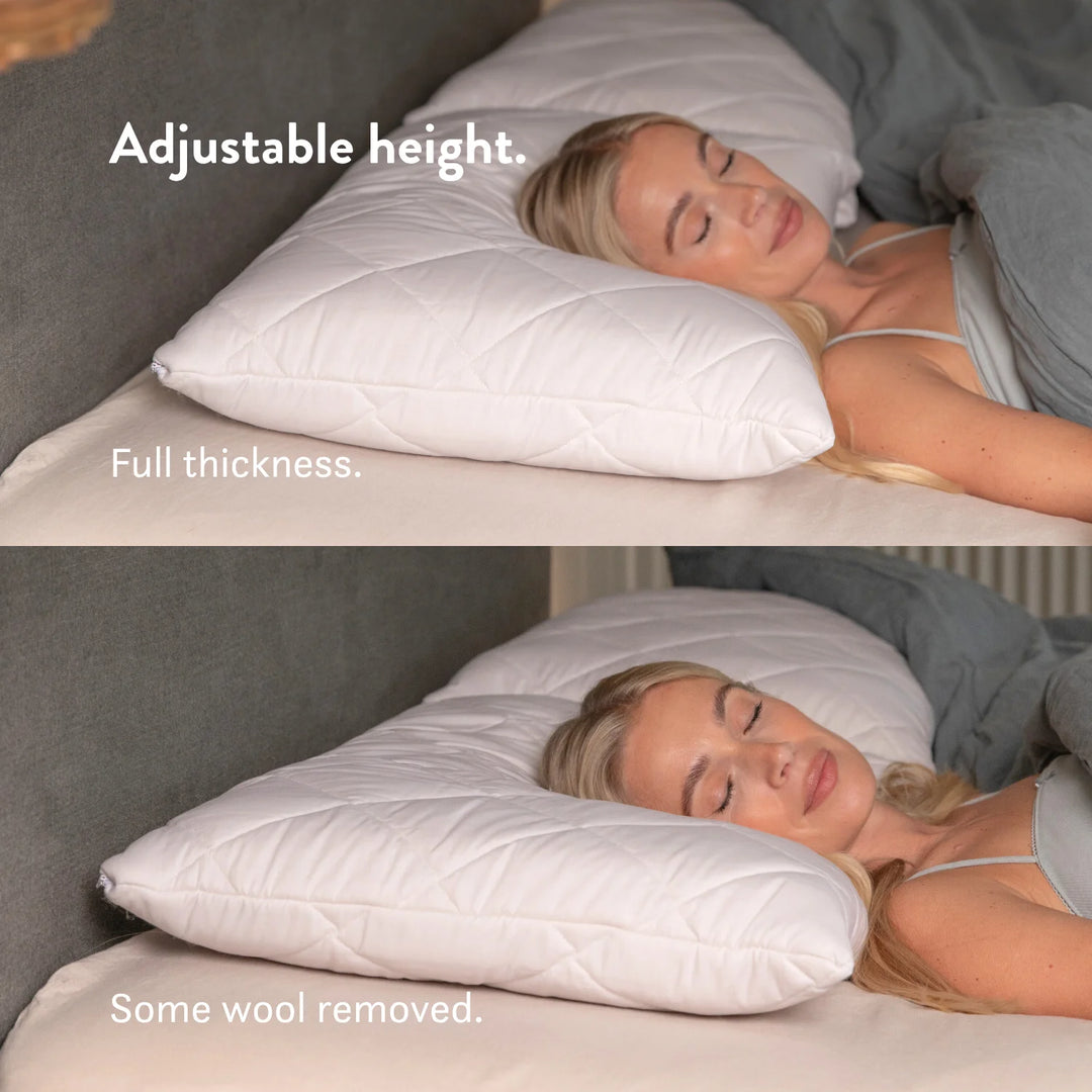 Quilted British Wool Pillow with a 100% cotton cover handmade in the UK from traceable British wool.