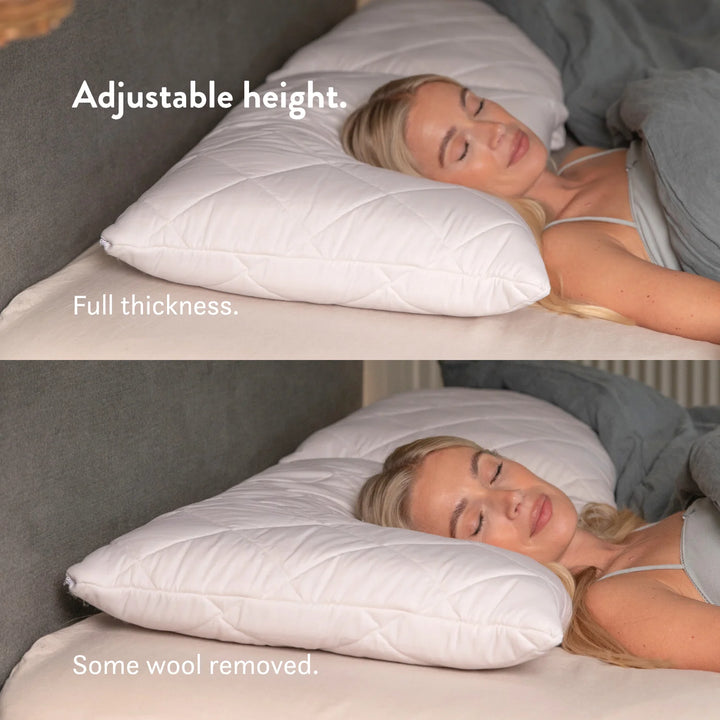 Quilted British Wool Pillow with a 100% cotton cover handmade in the UK from traceable British wool.