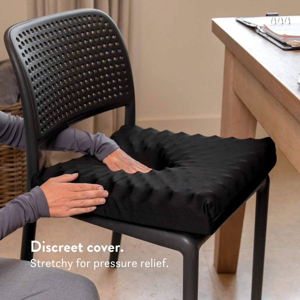Sero Pressure Cushion Polo (Circular) Cut Out for bum and back passage pain Anal pain, Hemorrhoids, Inflammatory bowel disease (IBD), Rectal prolapse, Pressure sores and more. Discreet stretch cover.