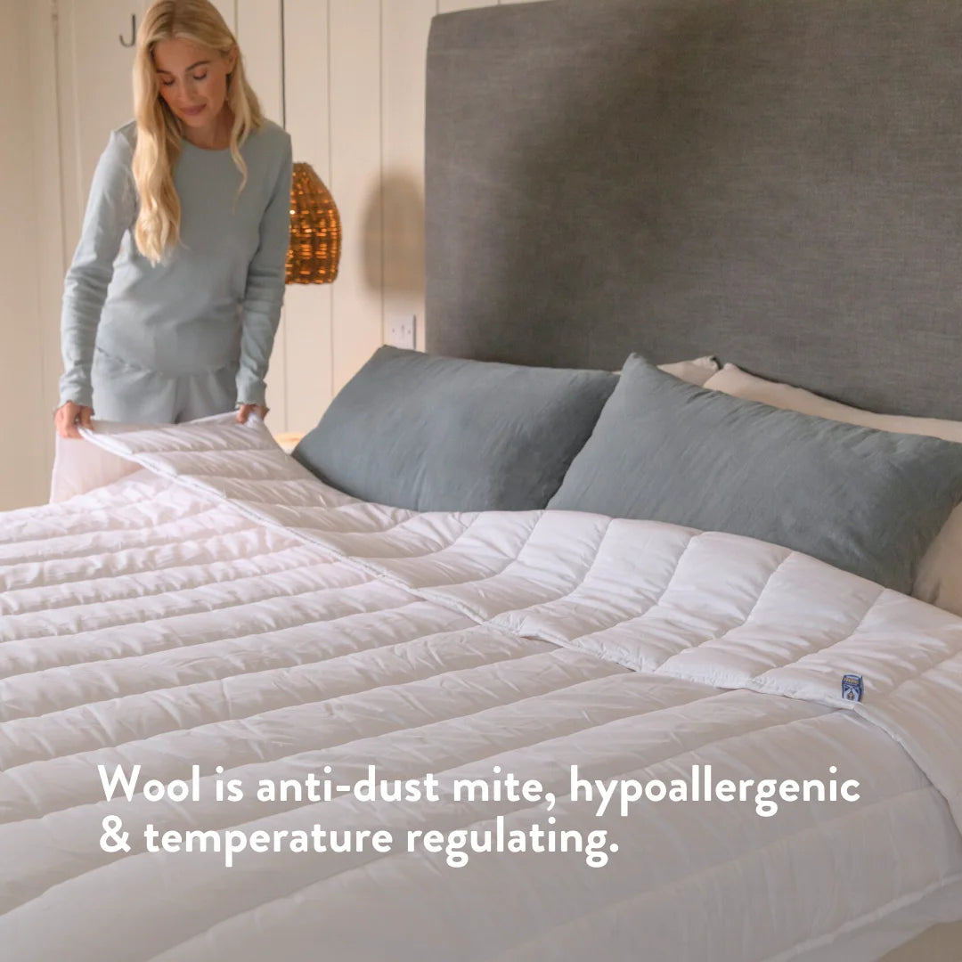 British Wool Summer Duvet 100% cotton handmade in the UK made to be hypo-allergenic, anti dust mite & sustainable.