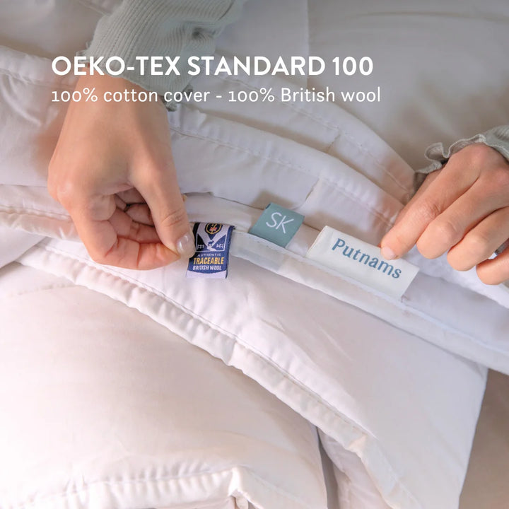 British Wool Summer Duvet 100% cotton handmade in the UK made to be hypo-allergenic, anti dust mite & sustainable. Natural bedding.