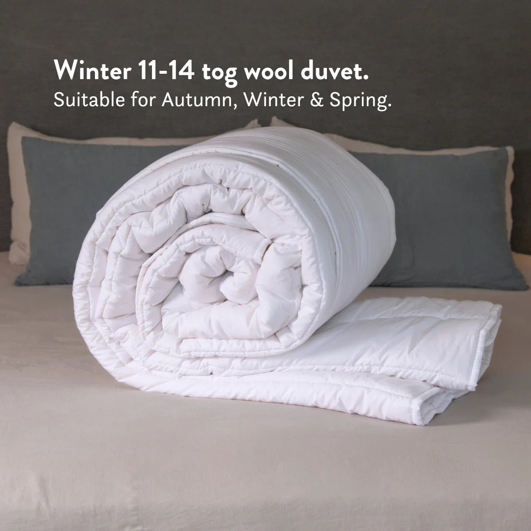 Graphite Latex Pillow & British Wool Duvet Set - Bundle Handmade in the UK, 100% cotton natural bedding bundle