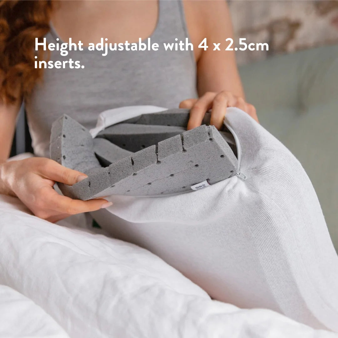 Graphite latex foam alternative natural chemical free plant made springy height adjustable cushion head neck shoulders Putnams UK