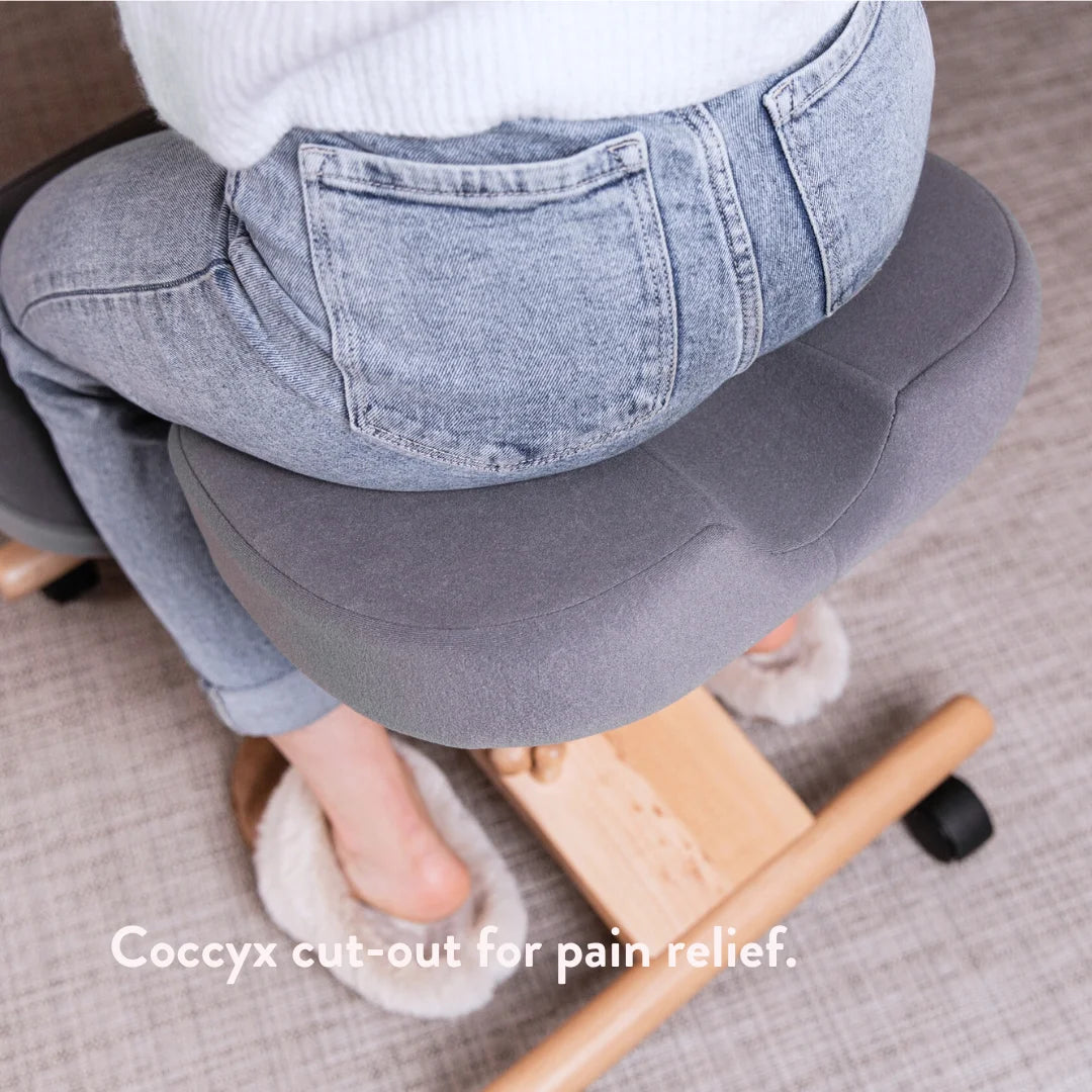 Coccyx Posture Chair - Putnams solid wood fsc frame locally made uk grey coccyx