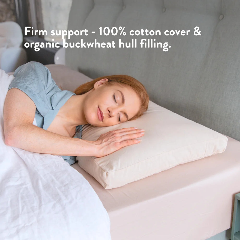 Firm natural, organic buckwheat hull pillow.pillow. 