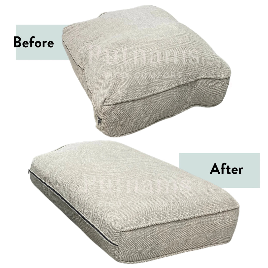 Sofa Cushion Refilling Service - UK Wide fabric before and after