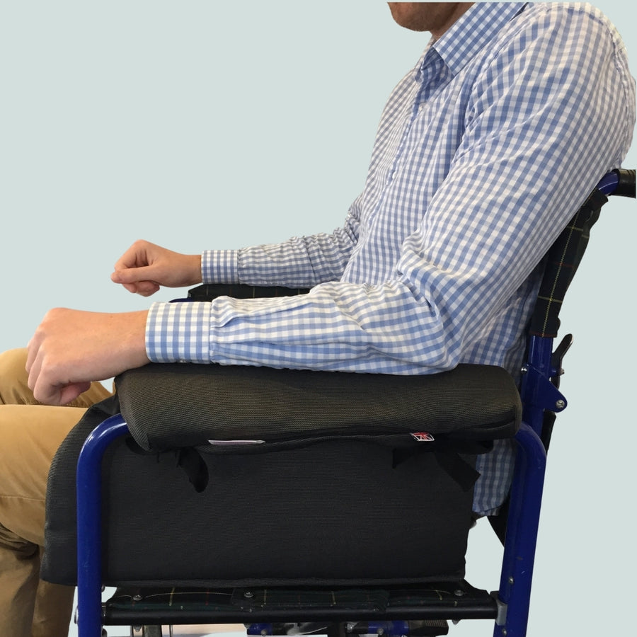 Memory Foam Armrest Covers - Stretchable Wheelchair & Office Chair Pads (1 Pair, Black)